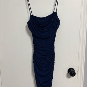 Windsor Strapless Navy Dress with Bead Details